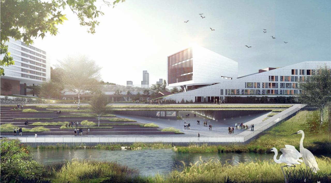 BIM建筑|“塘畔隐园”—深圳市第二十八高级中学建筑方案设计 / 一境建筑设计