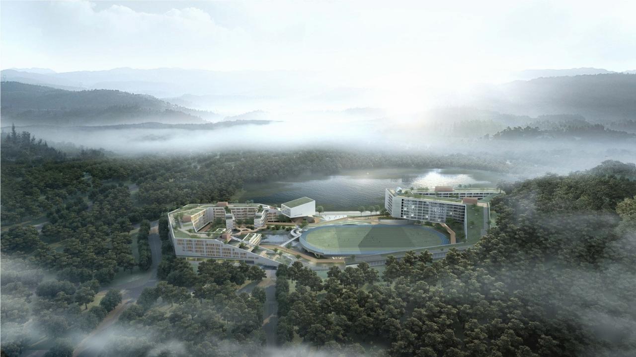 BIM建筑|“塘畔隐园”—深圳市第二十八高级中学建筑方案设计 / 一境建筑设计