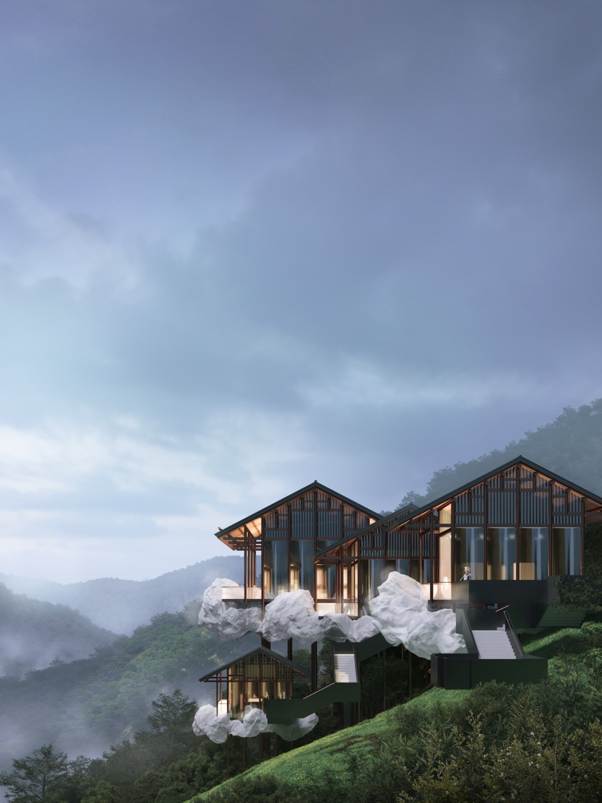 BIM建筑|雷山云屋：西江千户苗寨文化中心方案设计 / 外行建筑