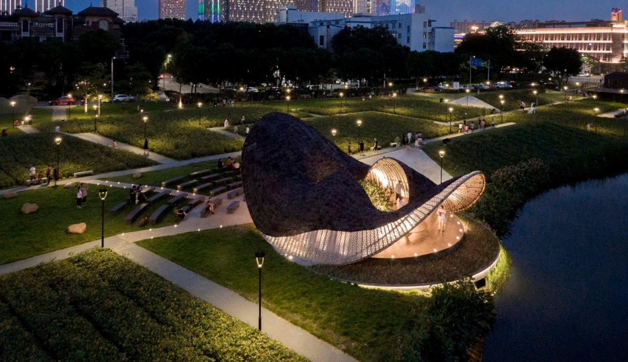BIM建筑|花海竹亭，城市公园针灸式更新 / 竖梁社 + 华南理工大学建筑学院