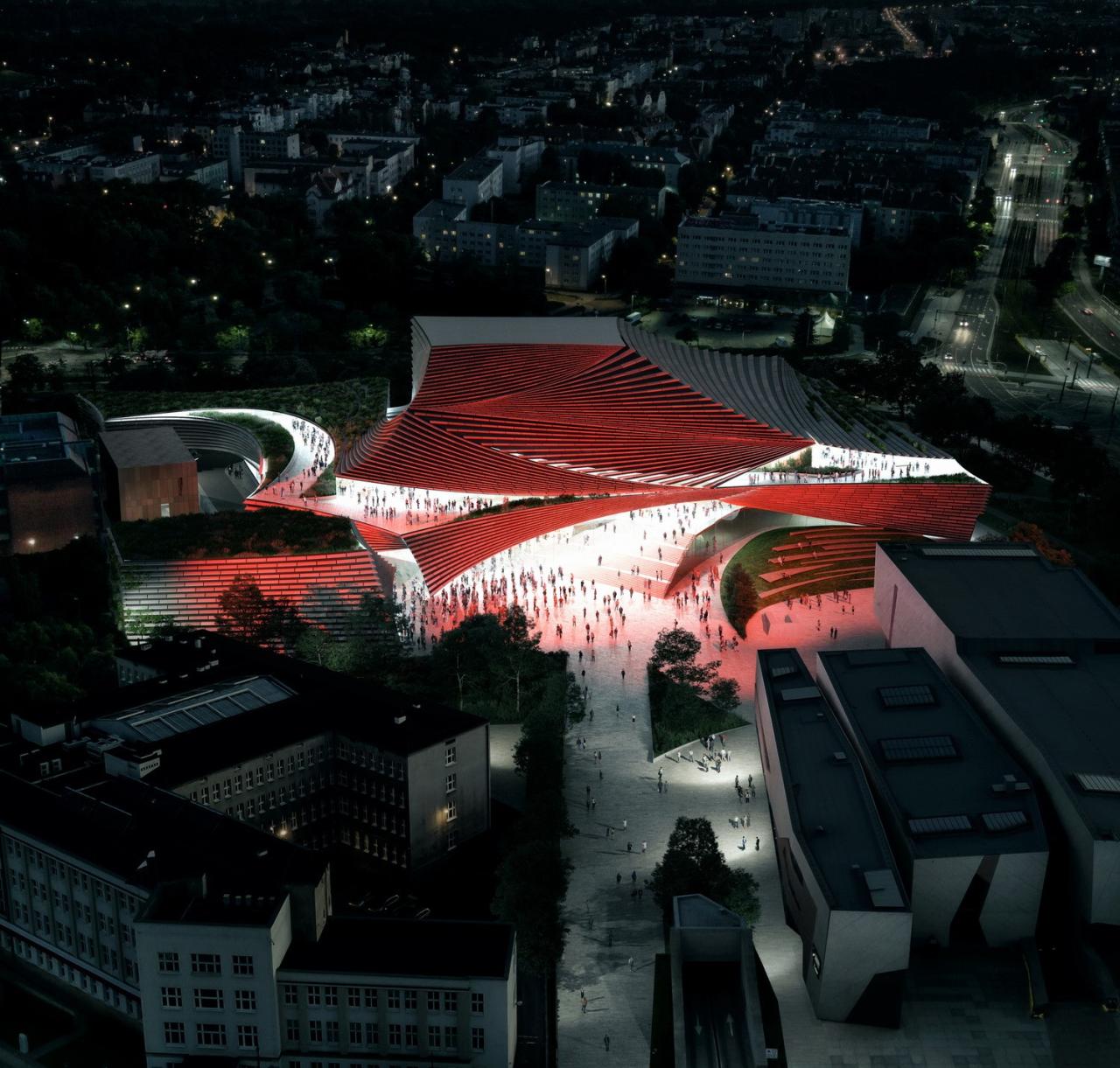 BIM建筑|陶片层层，‘欧洲电影中心CAMERIMAGE’竞赛方案 / 隈研吾事务所