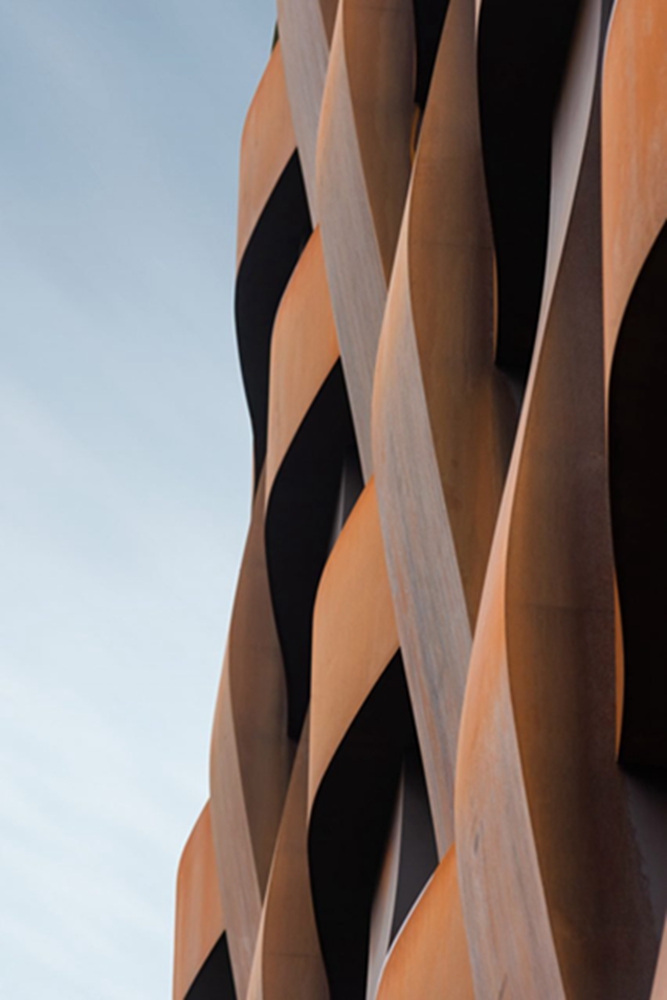 BIM建筑|乔班工作室使用科顿钢制作编织立面