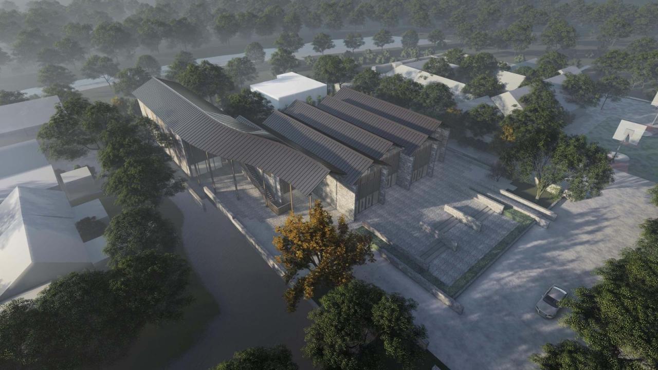 BIM建筑|小伍份村文化礼堂 / 园舍建筑景观