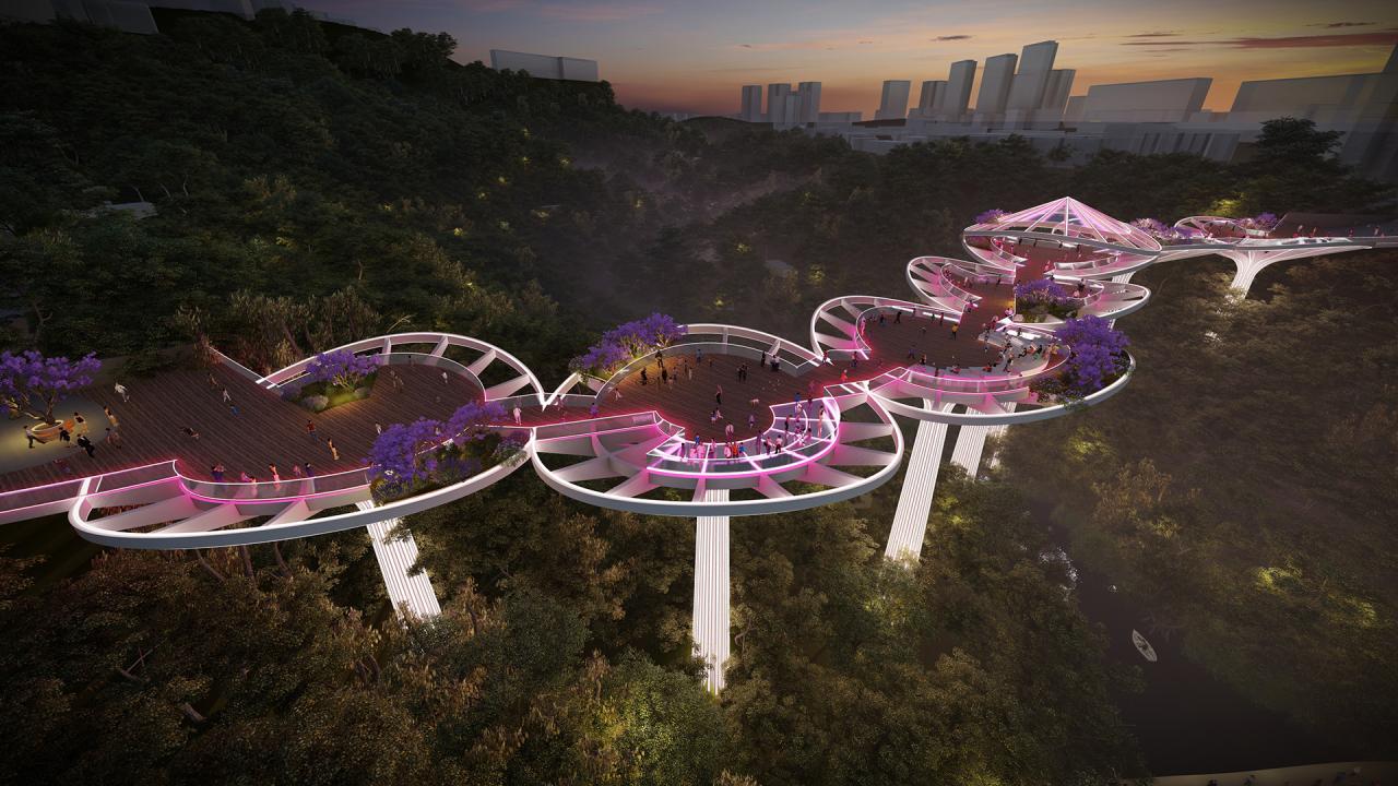 BIM建筑|重庆市北碚区西南大学人行景观桥项目 / 林聪建筑设计工作室