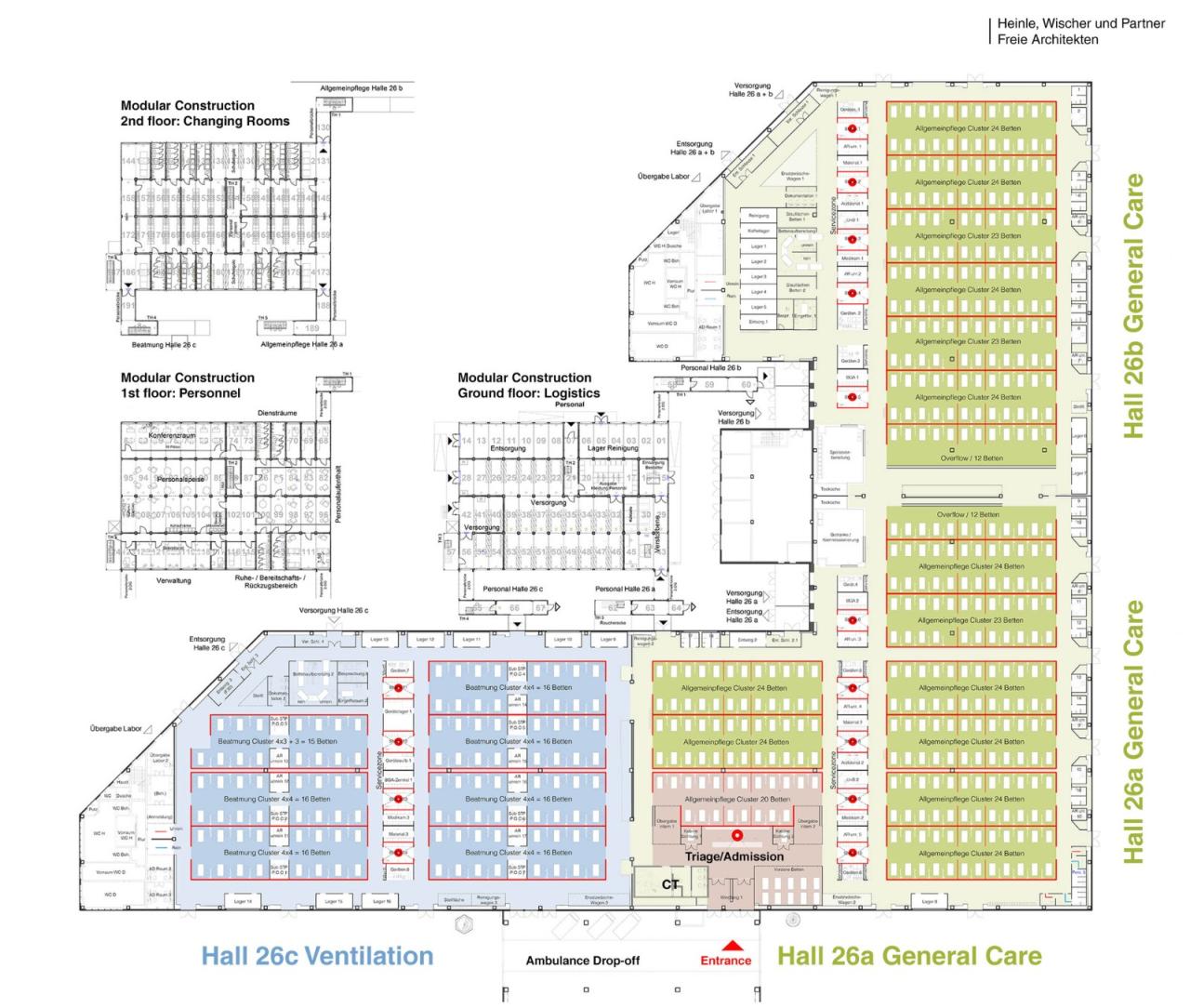 BIM建筑|柏林新型冠状病毒治疗中心，展览中心变方舱医院 / Heinle, Wischer und Partner