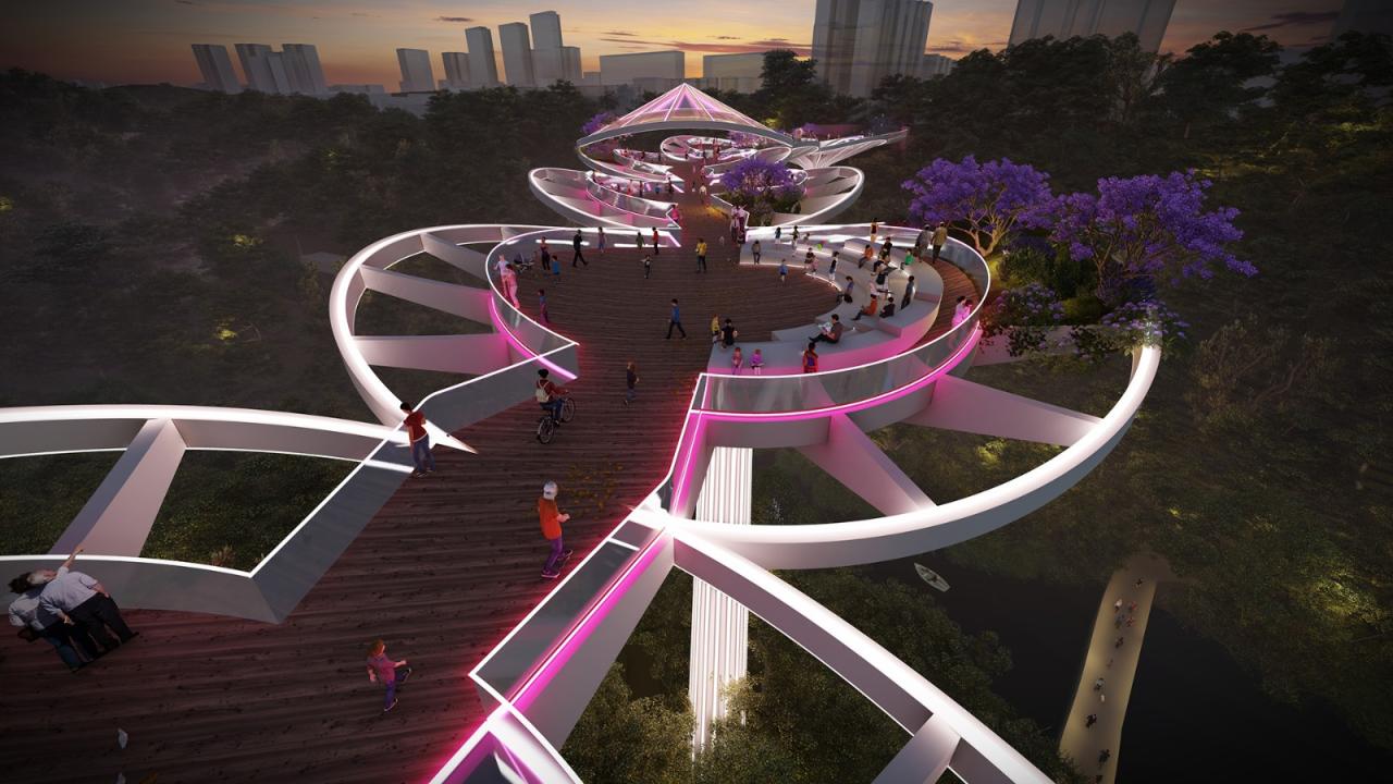 BIM建筑|重庆市北碚区西南大学人行景观桥项目 / 林聪建筑设计工作室