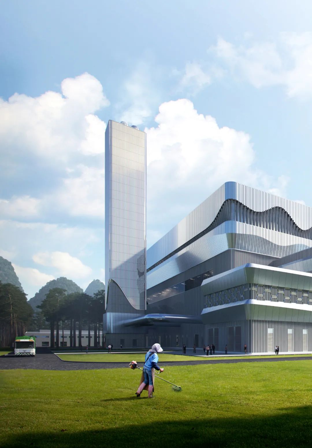 BIM建筑|南宁市双定循环经济产业园生活垃圾焚烧发电厂/ UUA