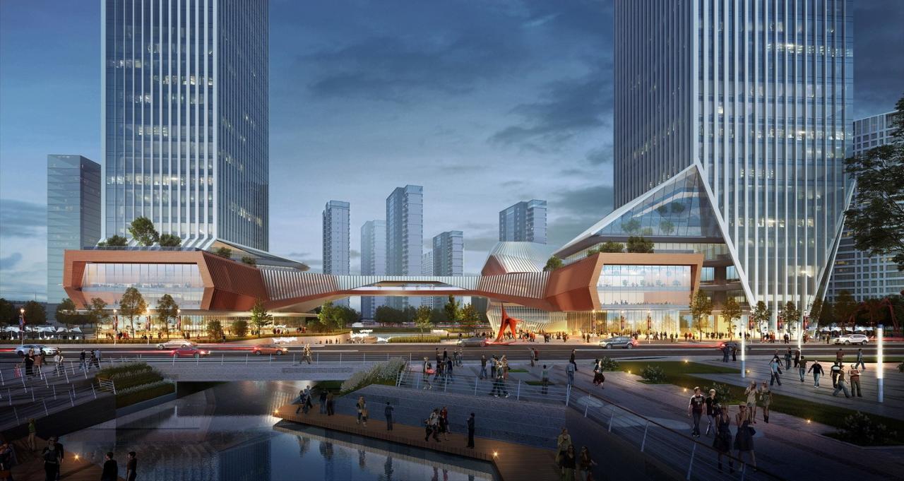 BIM建筑|GEN方案 | 一桥两相望:苏州高铁新城双子塔