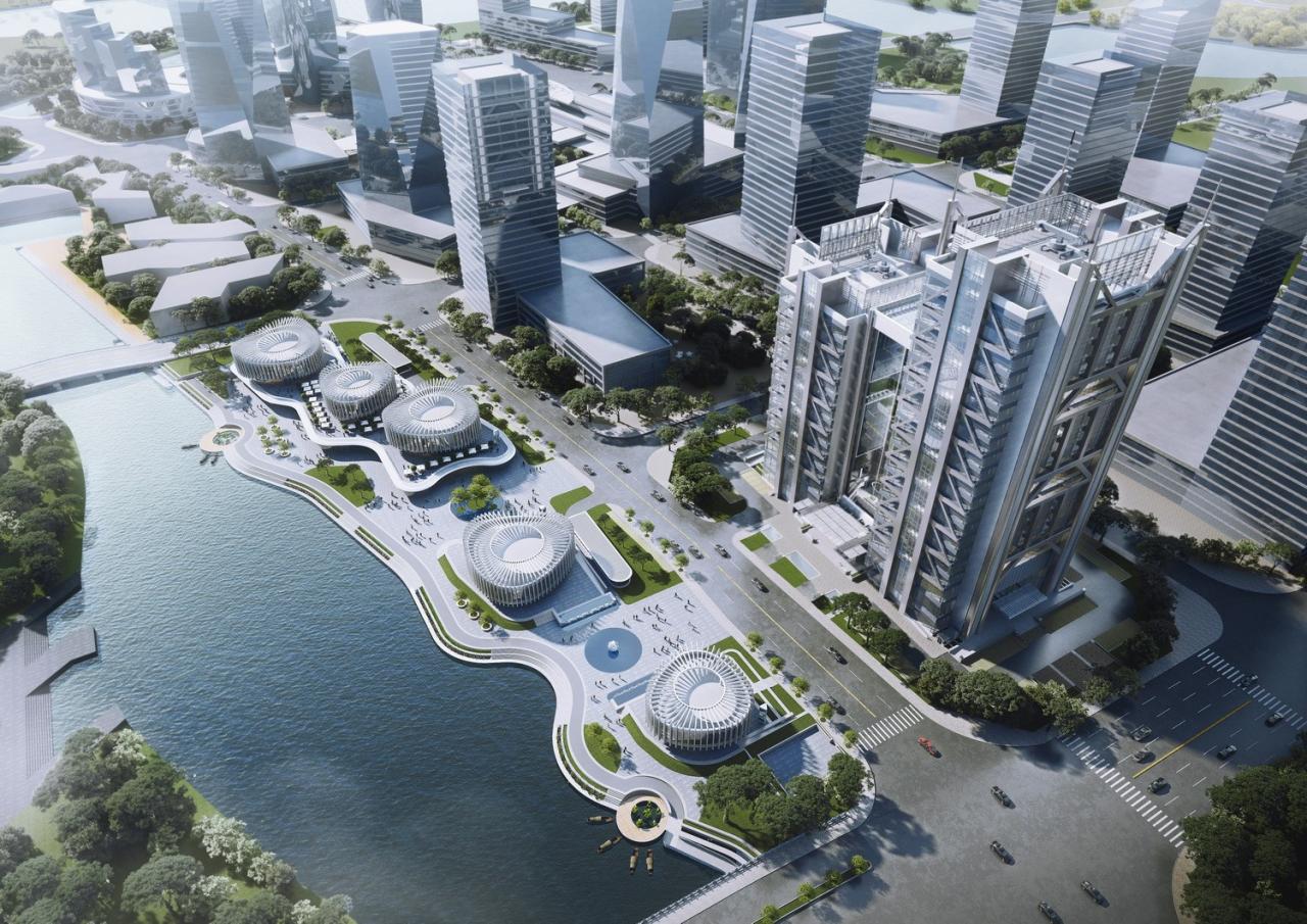 BIM建筑|兰花阁 ：‘城市山谷’中的滨河商街 / UUA