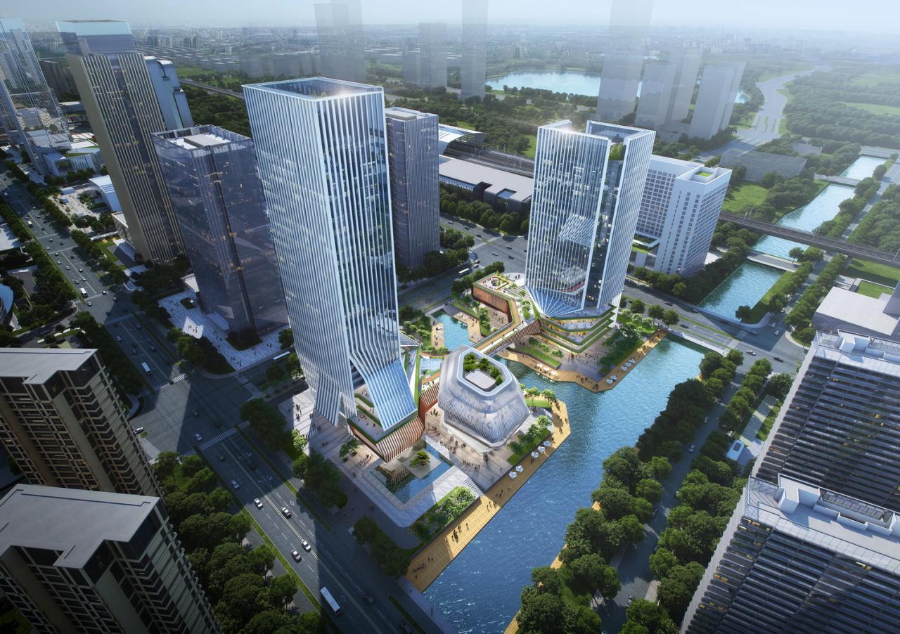 BIM建筑|GEN方案 | 一桥两相望:苏州高铁新城双子塔