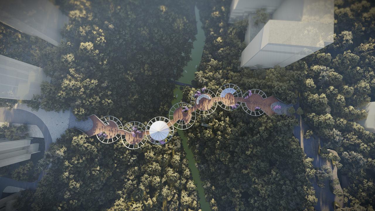 BIM建筑|重庆市北碚区西南大学人行景观桥项目 / 林聪建筑设计工作室