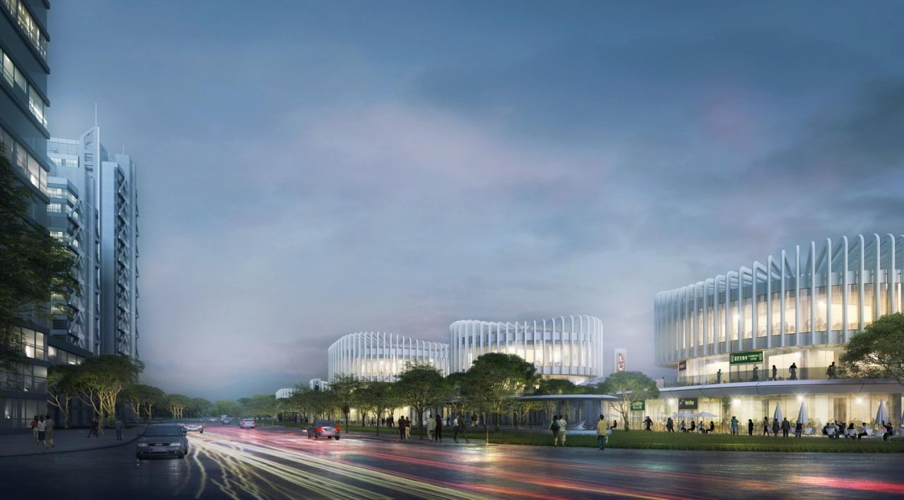 BIM建筑|兰花阁 ：‘城市山谷’中的滨河商街 / UUA