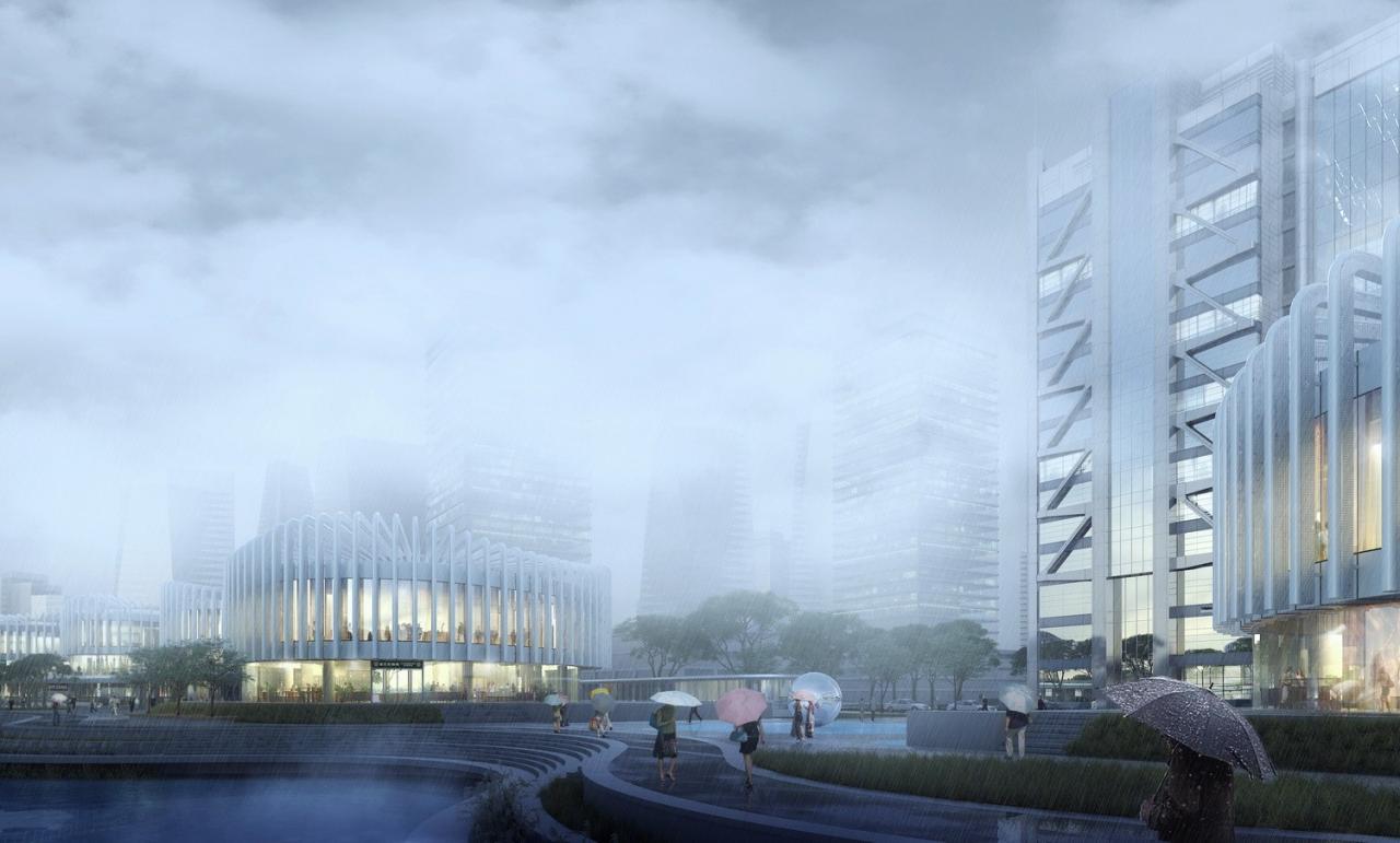 BIM建筑|兰花阁 ：‘城市山谷’中的滨河商街 / UUA