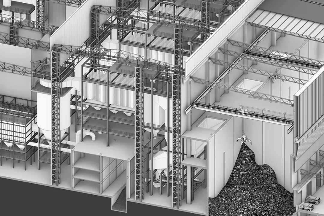 BIM建筑|南宁市双定循环经济产业园生活垃圾焚烧发电厂/ UUA
