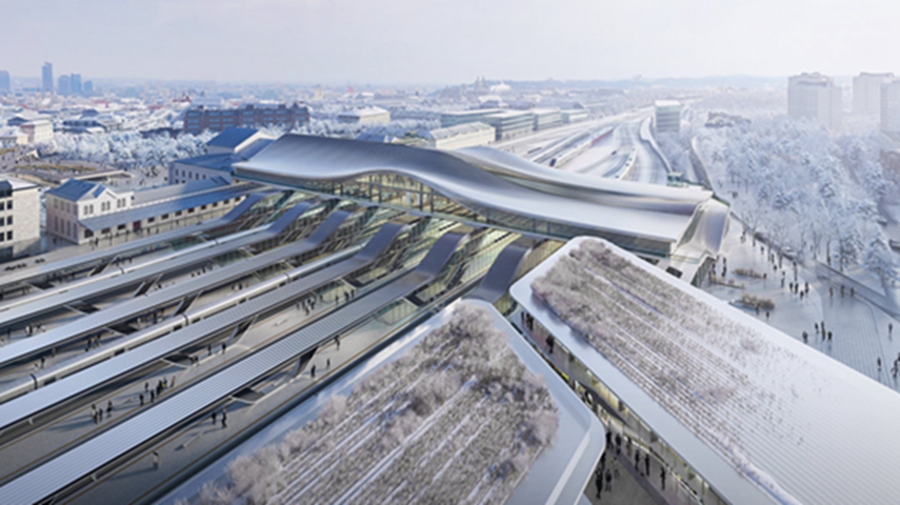 BIM建筑|扎哈工作室设计维尔纽斯火车站横跨桥