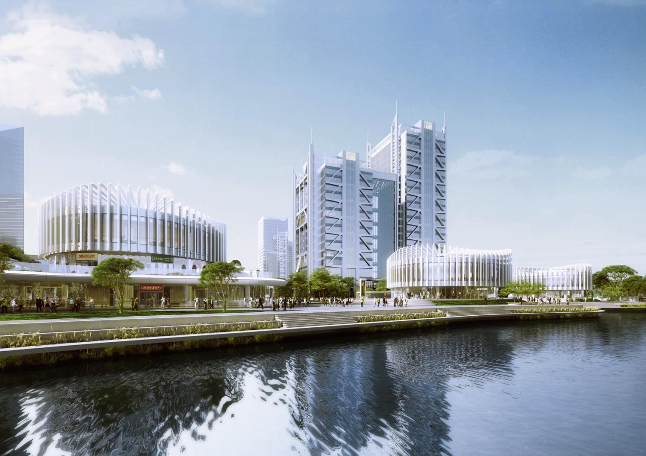 BIM建筑|兰花阁 ：‘城市山谷’中的滨河商街 / UUA