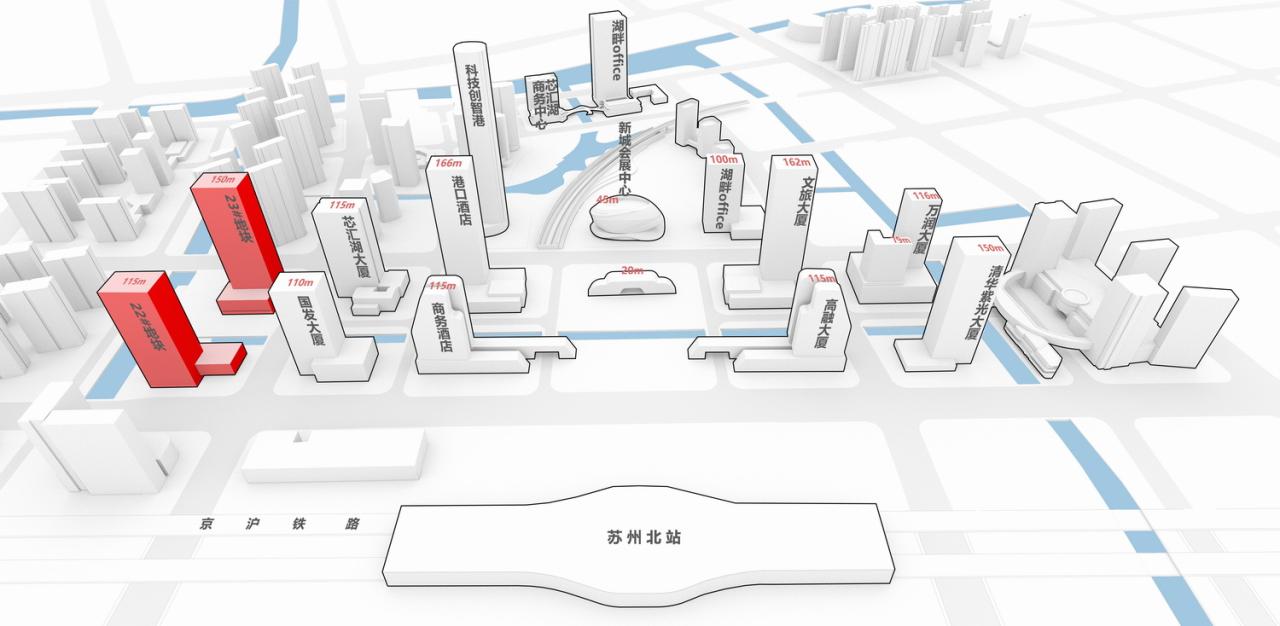 BIM建筑|GEN方案 | 一桥两相望:苏州高铁新城双子塔