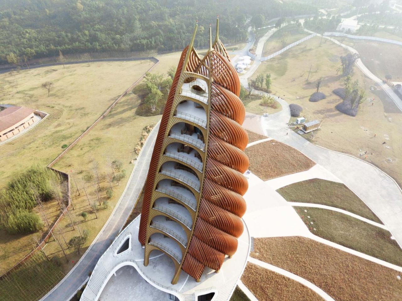 BIM建筑|成都熊猫基地熊猫塔，机械‘竹笋’ / UDG.零号工作室