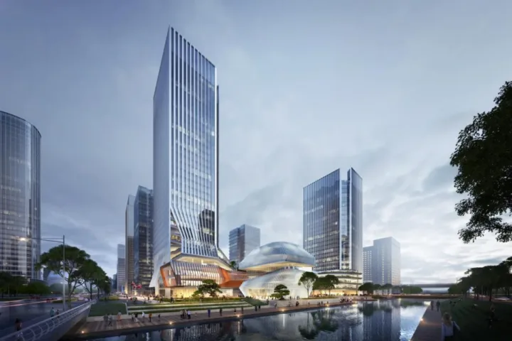 BIM建筑|GEN方案 | 一桥两相望:苏州高铁新城双子塔