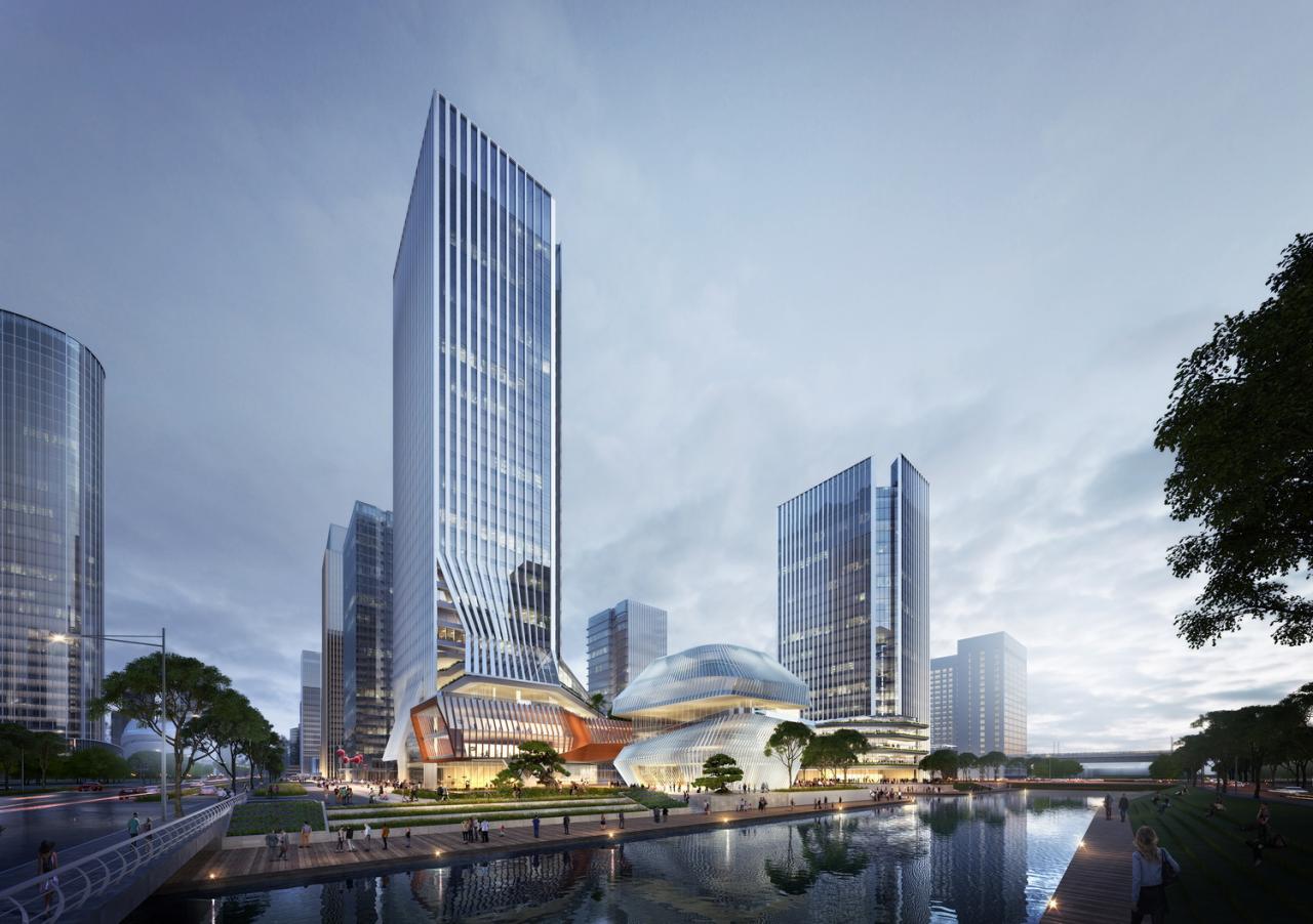 BIM建筑|GEN方案 | 一桥两相望:苏州高铁新城双子塔