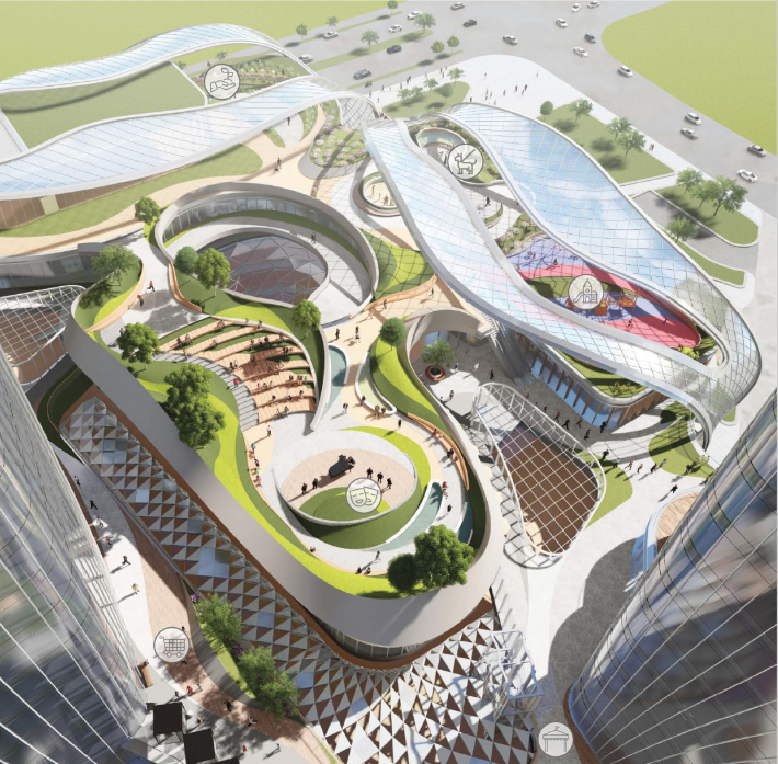 BIM建筑|西安南飞鸿乐荟中心，城市生态商业体 / Aedas