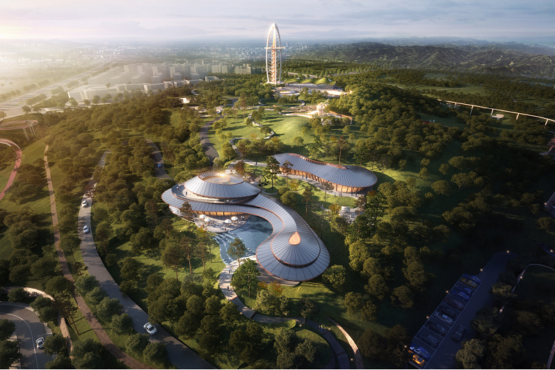 BIM建筑|丝带萦绕于山林间的遐想-昆明华侨城 ▪ 滇中乐活城社区中心 / 成执设计