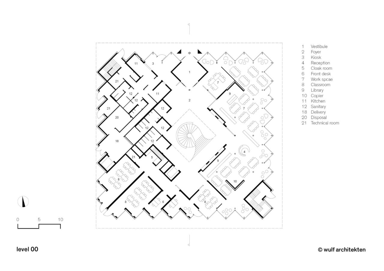 BIM建筑|旋转45度，校园食堂与媒体中心 / wulf architekten
