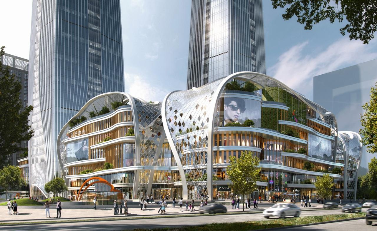 BIM建筑|西安南飞鸿乐荟中心，城市生态商业体 / Aedas