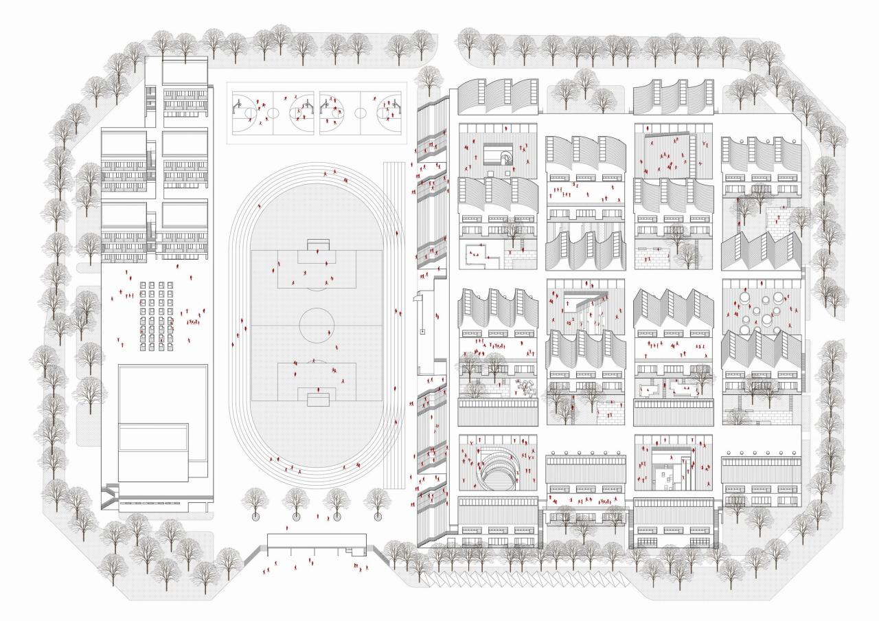 BIM建筑|平行与光的学校——青衣江路小学校 / 迹·建筑事务所（TAO）