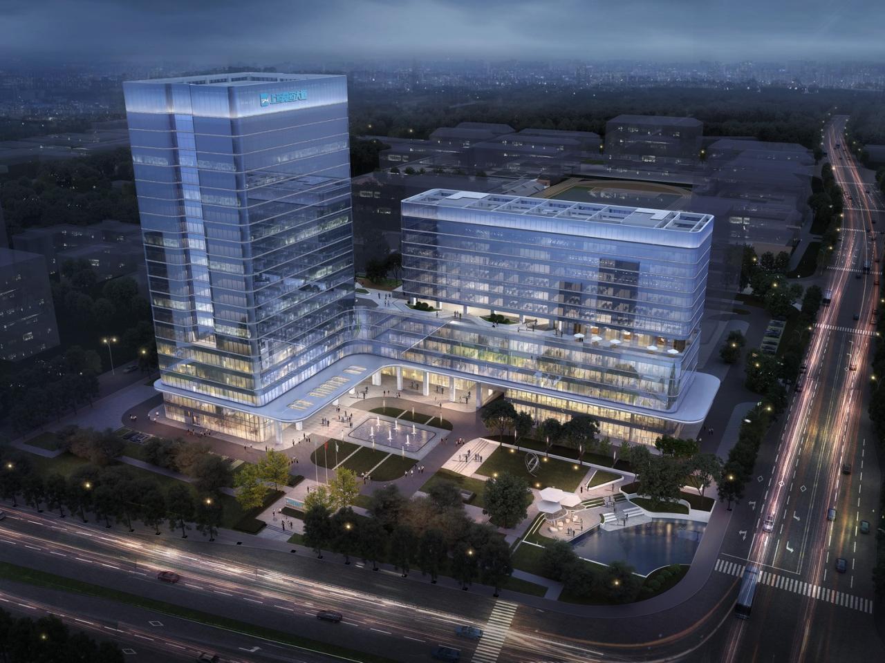 BIM建筑|龙头药企公园式总部办公·上药常药商务中心 / 简和建筑