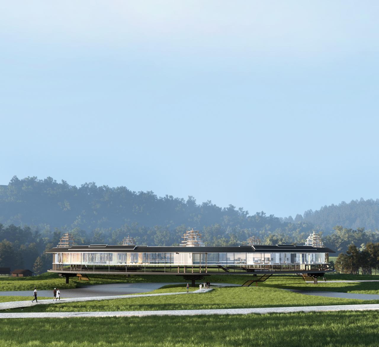 BIM建筑|风雨环屋——三江县洲北村文化综合体设计方案 / 外行建筑