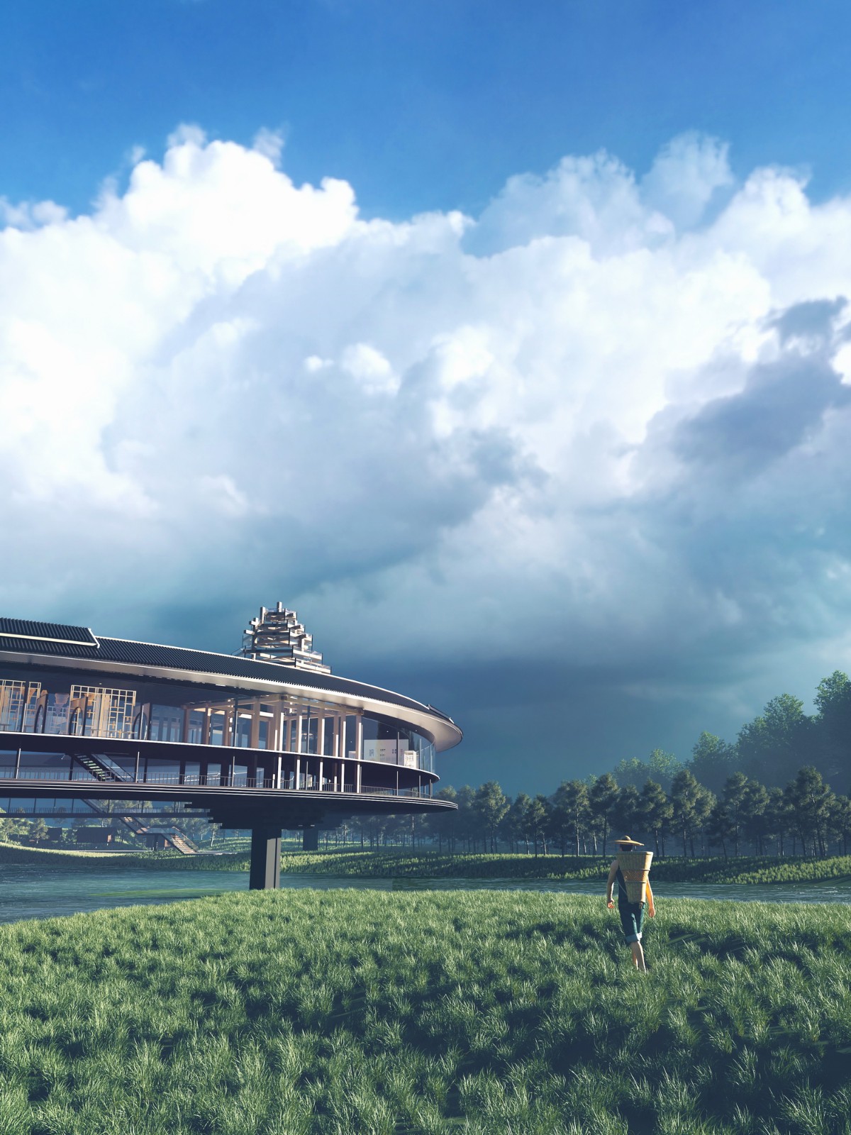 BIM建筑|风雨环屋——三江县洲北村文化综合体设计方案 / 外行建筑