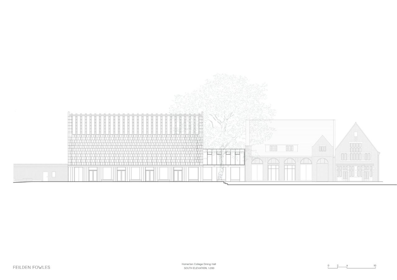 BIM建筑|复古绿釉，剑桥大学食堂 / Feilden Fowles