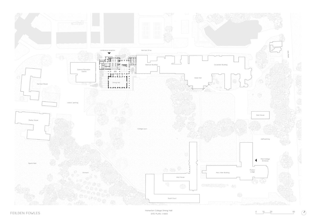 BIM建筑|复古绿釉，剑桥大学食堂 / Feilden Fowles