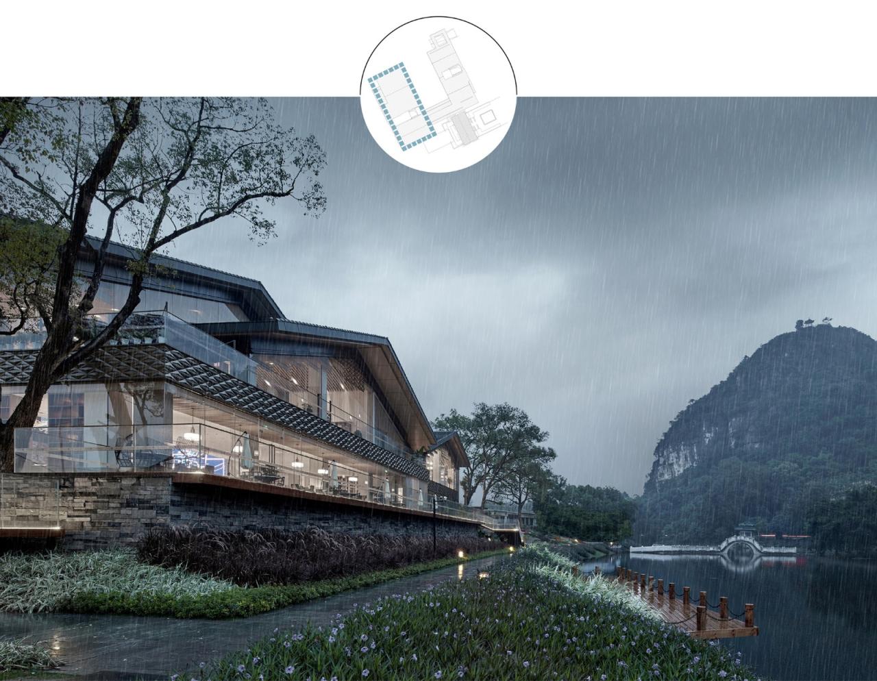 BIM建筑|山水间的“负空间”营造 ——漓江文化旅游度假区塔山会馆 / UA尤安设计