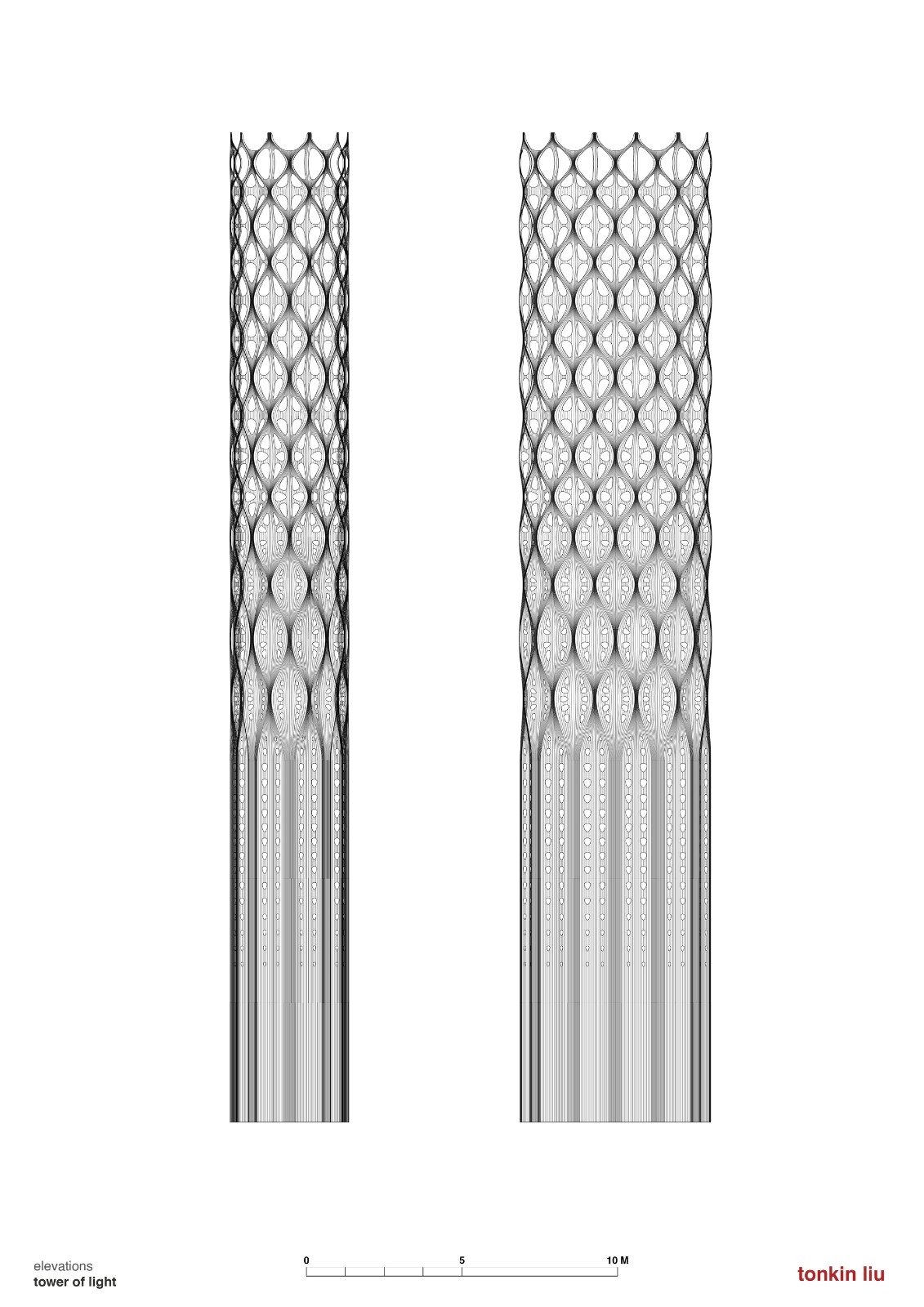 BIM建筑|结构创新：‘壳层镂空’光之塔与能量之墙 / Tonkin Liu