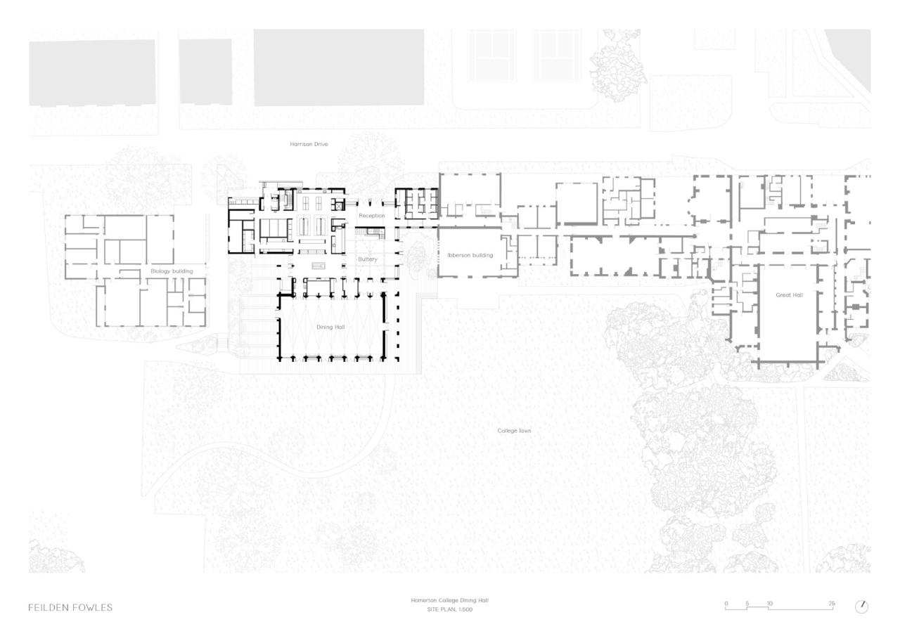BIM建筑|复古绿釉，剑桥大学食堂 / Feilden Fowles