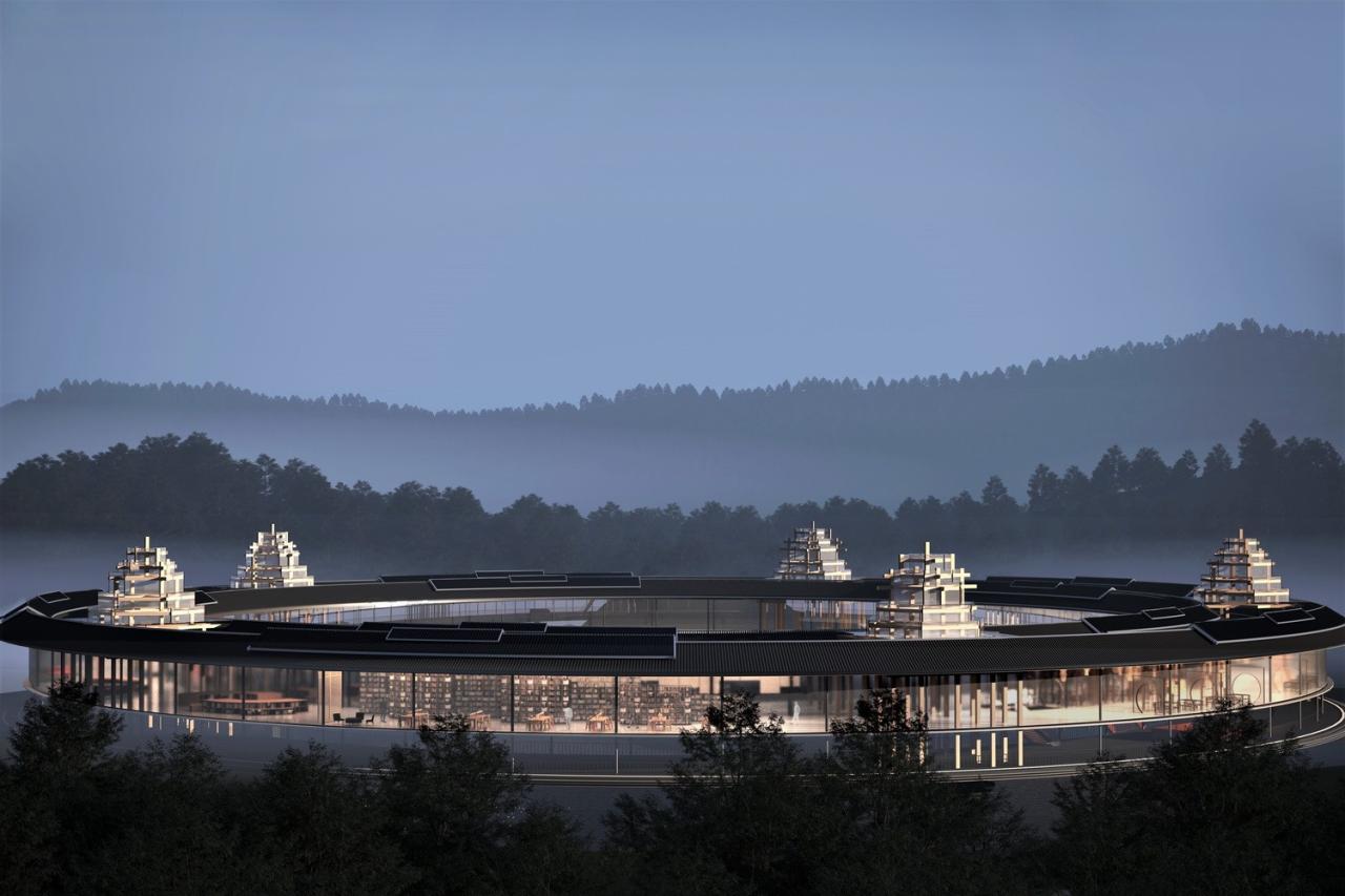 BIM建筑|风雨环屋——三江县洲北村文化综合体设计方案 / 外行建筑