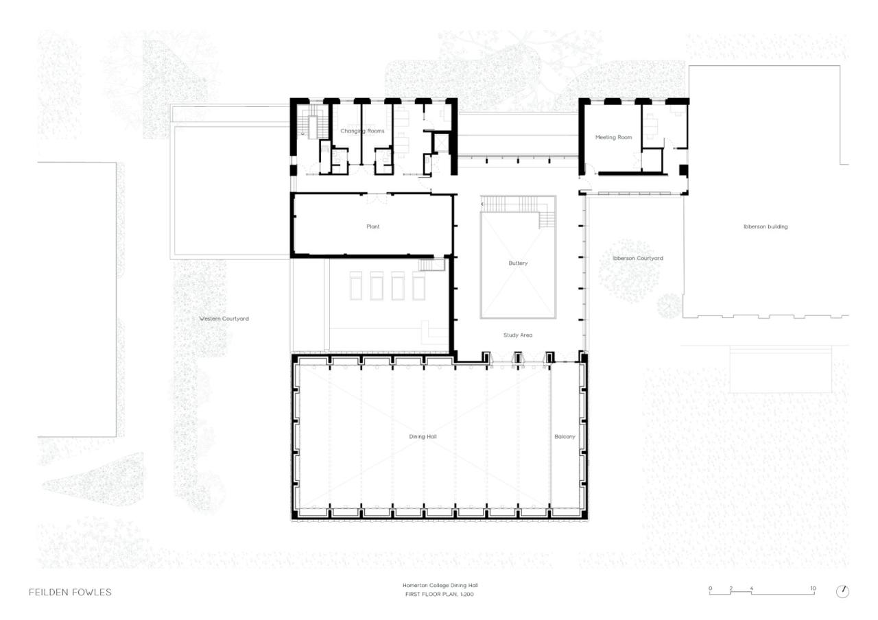 BIM建筑|复古绿釉，剑桥大学食堂 / Feilden Fowles