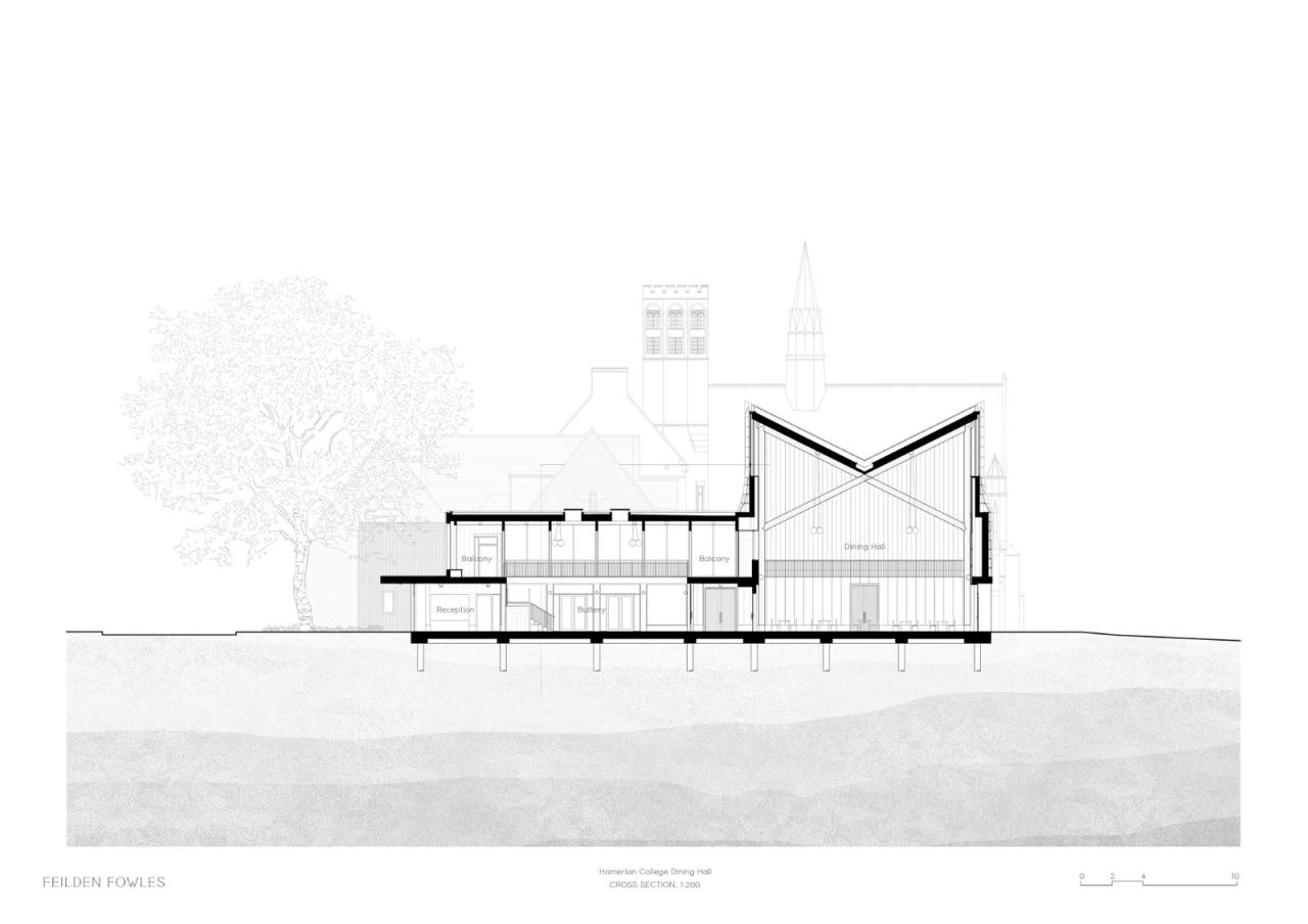 BIM建筑|复古绿釉，剑桥大学食堂 / Feilden Fowles
