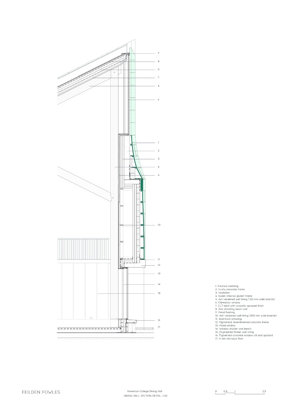 BIM建筑|复古绿釉，剑桥大学食堂 / Feilden Fowles