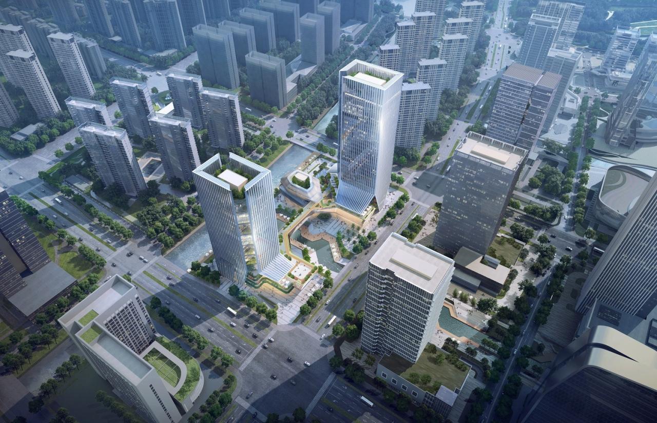 BIM建筑|一桥两相望:苏州高铁新城双子塔 / 简和建筑