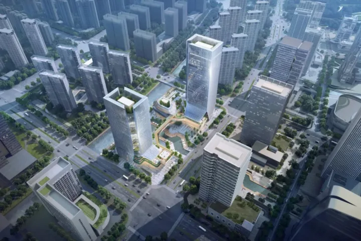 BIM建筑|一桥两相望:苏州高铁新城双子塔 / 简和建筑