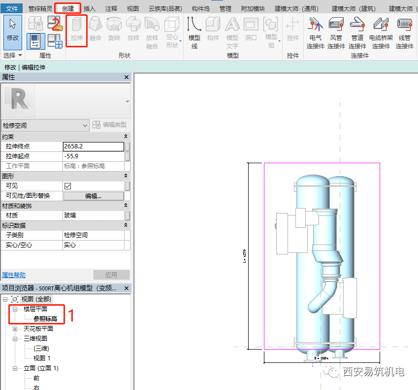 BIM技巧|Revit技巧：如何在Revit中给设备设置维护检修空间？