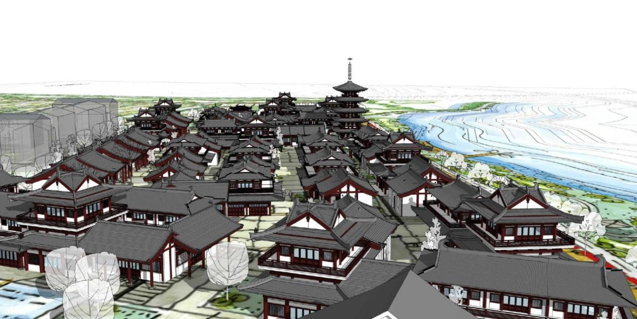 BIM建筑|现代视角下的新唐风演绎：长春世茂莲花山文旅小镇 / UA尤安设计