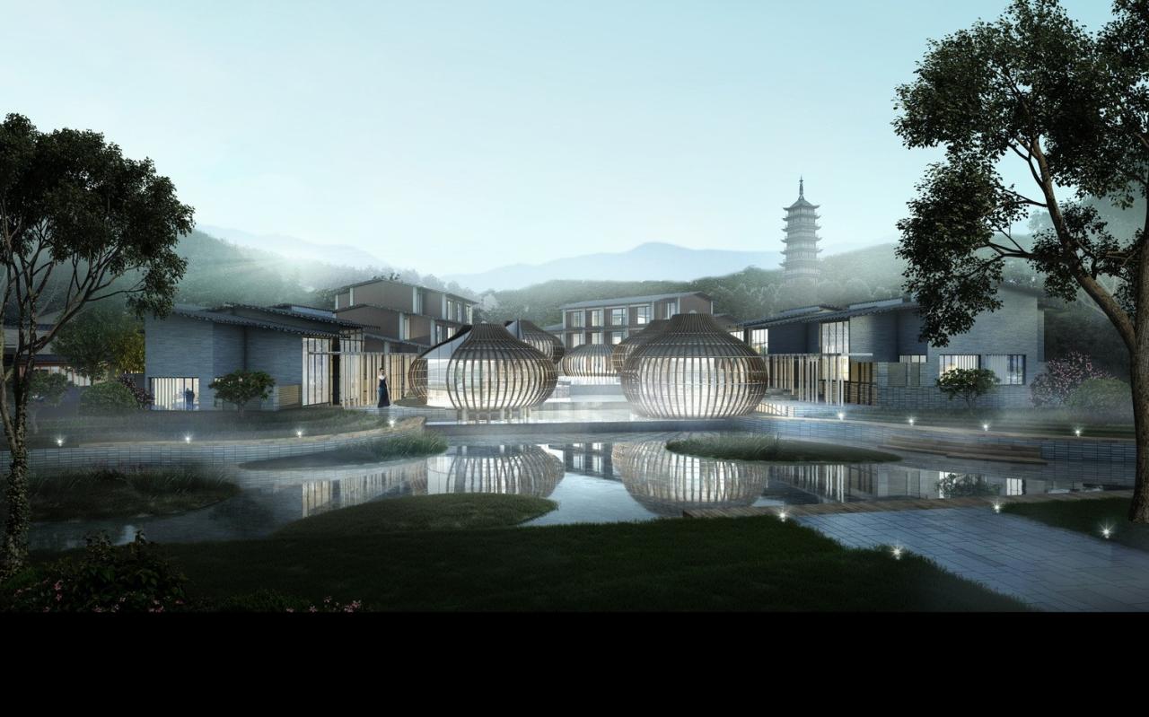 BIM建筑|生活化的轻禅设计: 靖安绿地明镜湾文旅小镇 / UA尤安设计