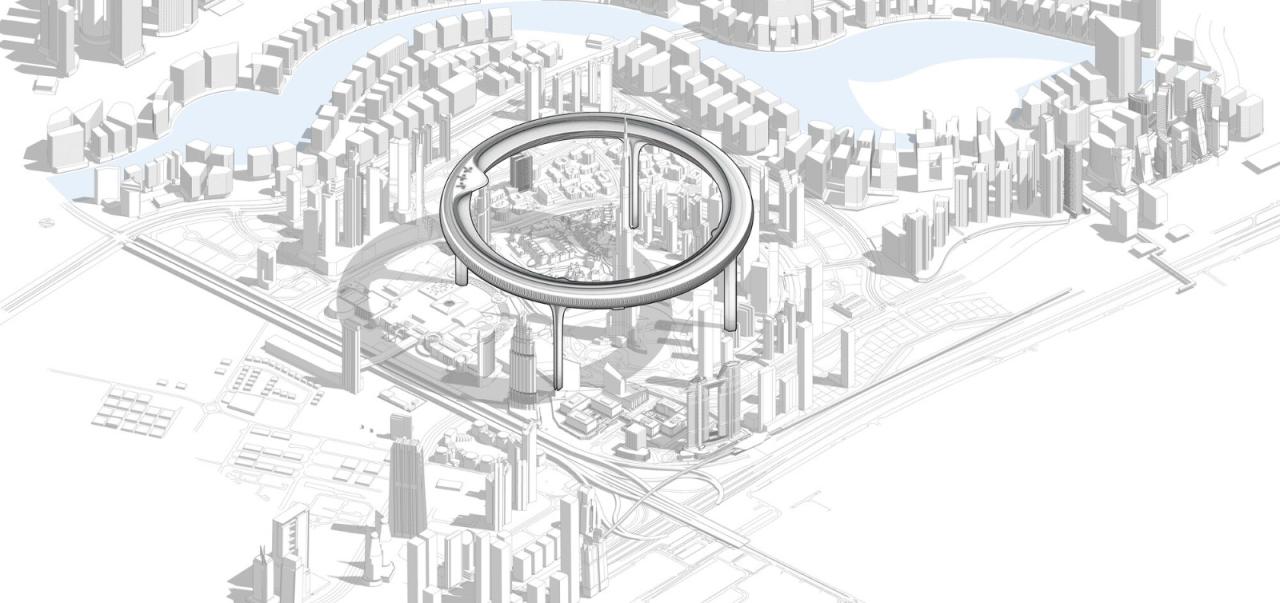 BIM建筑|都市中心环：绕世界最高摩天楼一圈 / ZNera Space