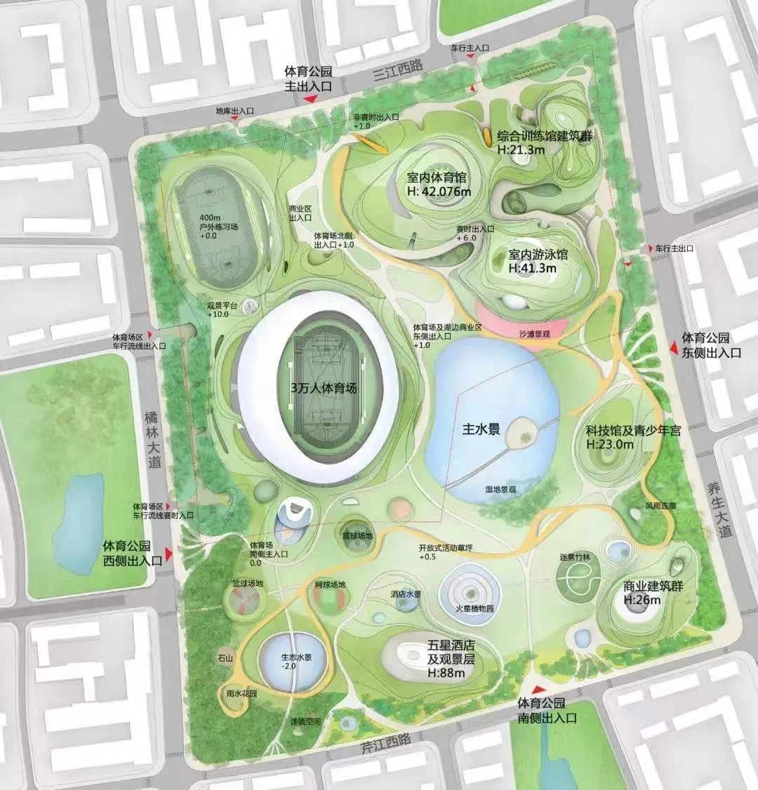 BIM建筑|全球最大覆土建筑群设计：“消失的体育场”/ MAD马岩松