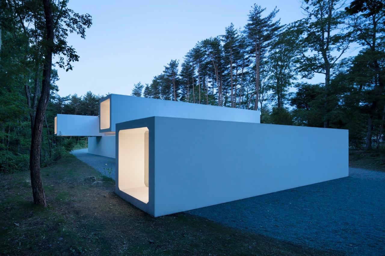 BIM建筑|日本长野极简酒店 Culvert，预制混凝土隧道 / nendo