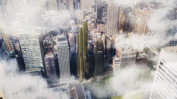 BIM建筑|弗拉尔工作室构想覆盖花朵的曼哈顿塔楼